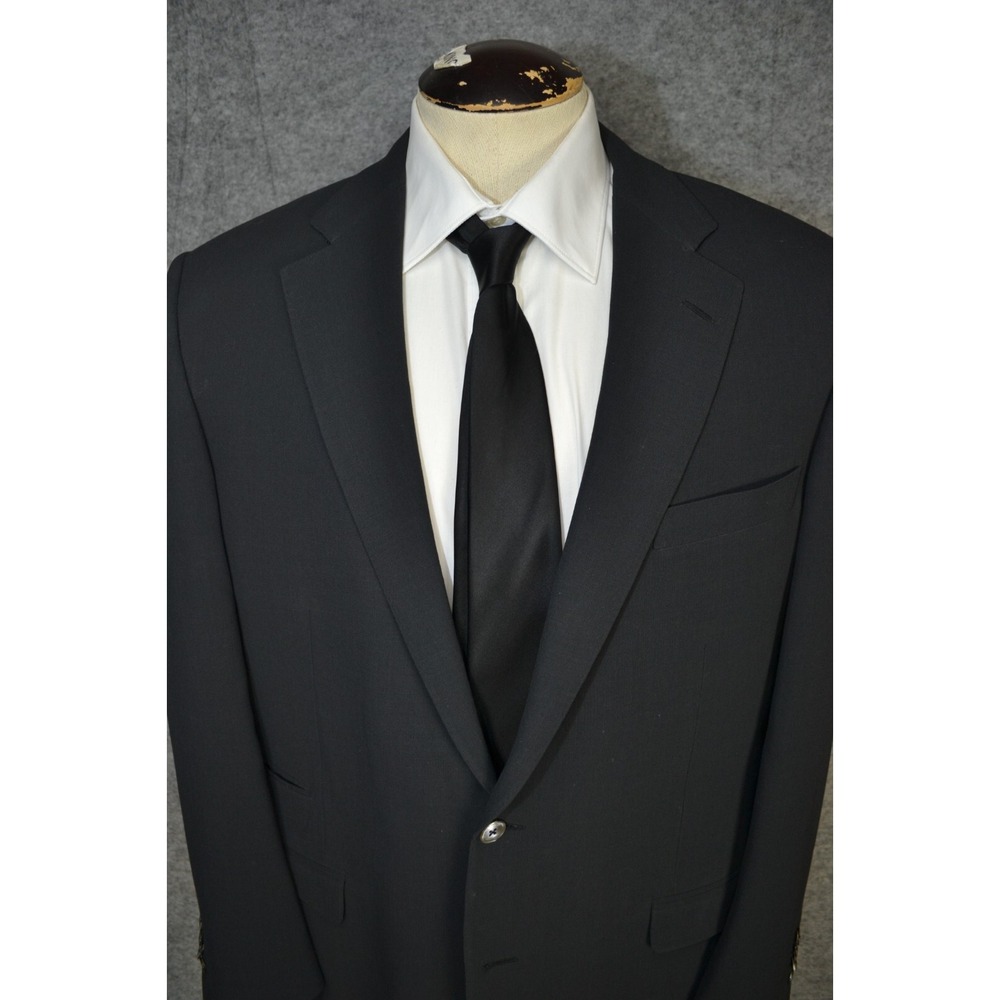 Samuelsohn‎ Austin Wool Blazer Mens Size 44L Black 2-Button Jacket Sport Coat